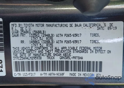 2020 Toyota Tacoma Trd Sport from USA, damaged, VIN 3TMCZ5AN4LM295938